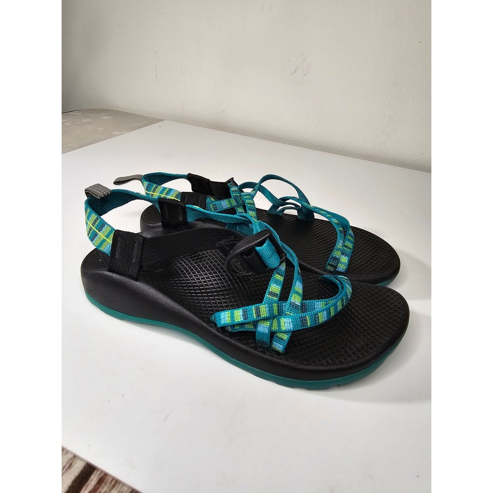Chaco Teal & Black Patterned Strap Sandals